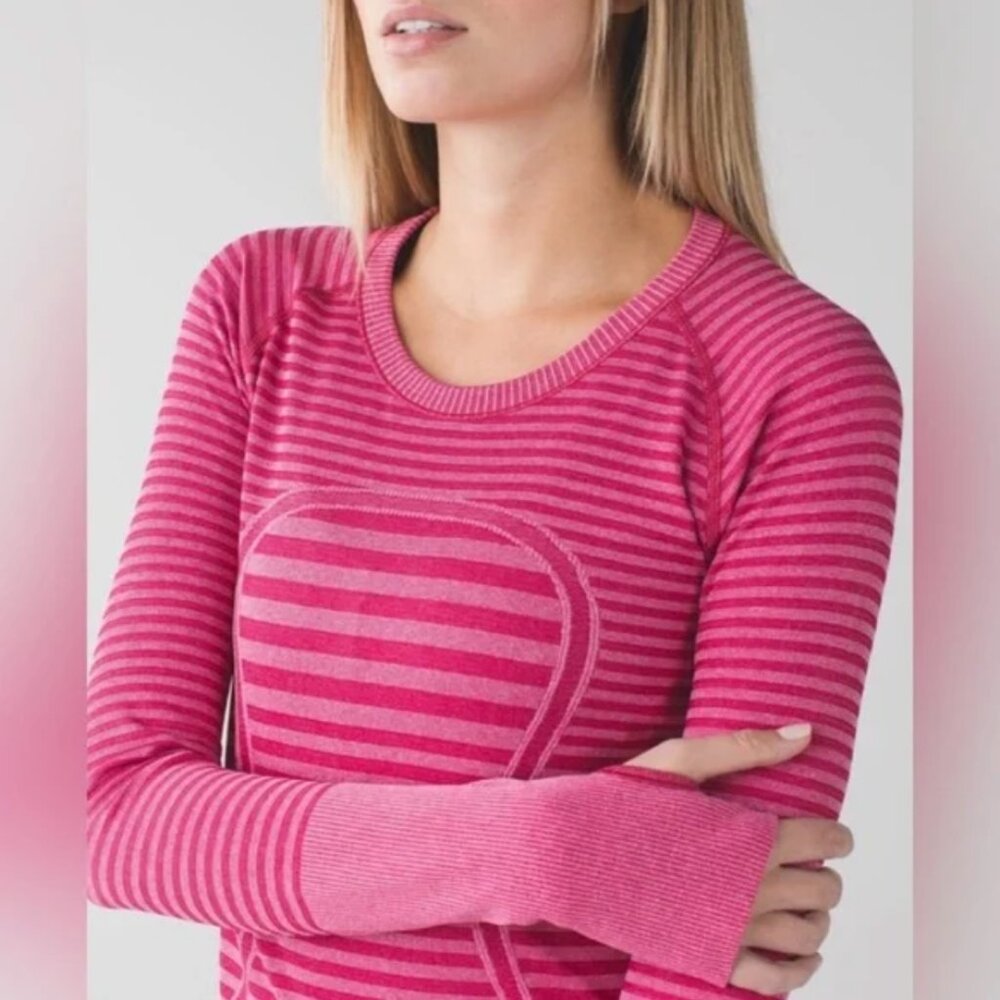Lululemon Swiftly Tech Top Womens Size 6 Pink Berry Rumble Long Sleeve Shirt